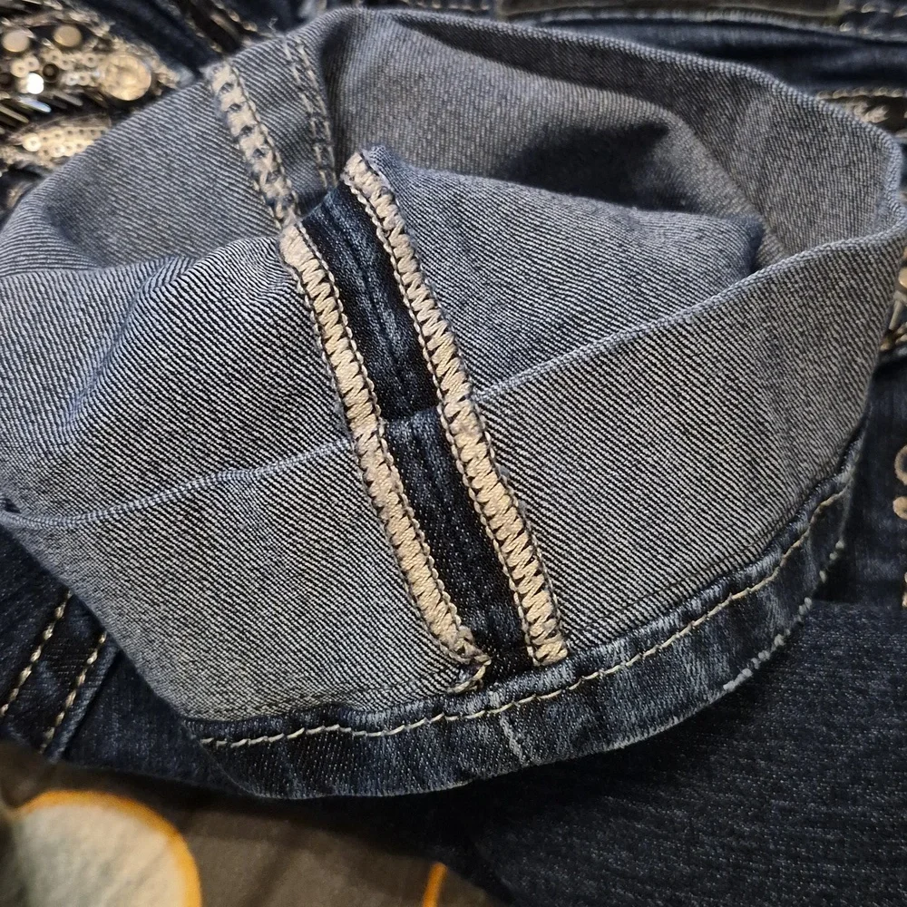 Miss Me Dark Blue Jeans with Black & Silver Accents - Picture 7 of 8